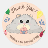 サンキューハムスターBdayプールパーティー ラウンドシール (正面)