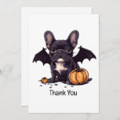 サンキューハロウィンブルドッグフランスのこうもりカボチャ サンキューカード (正面/裏面)