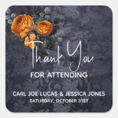 サンキューハロウィン結婚のオレンジバラ スクエアシール (正面)