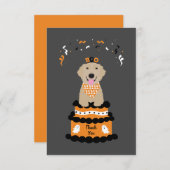 サンキューハロウィーンゴールデンレトリバー不気味幽霊 サンキューカード (正面/裏面)
