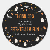 サンキューハロウィーン誕生日オレンジブラック ラウンドシール (正面)