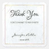 サンキューハンドスクリプト文字金ゴールド大理石テンプレート スクエアシール (正面)