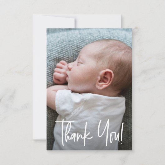 サンキューハンドレットブルー男の赤ちゃんシャワー サンキューカード (正面)