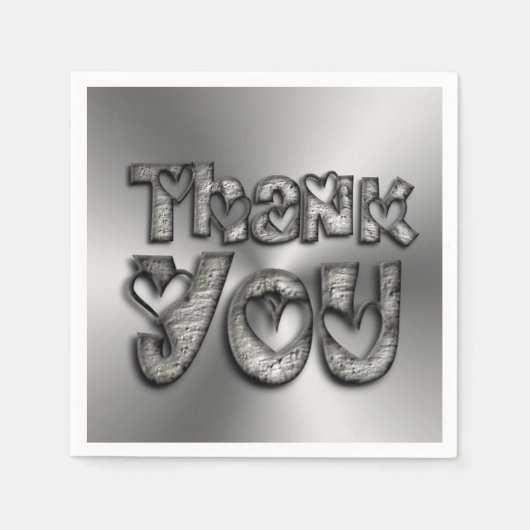 サンキューハートおもしろいタイポグラフィナプキンス スタンダードカクテルナプキン (正面)