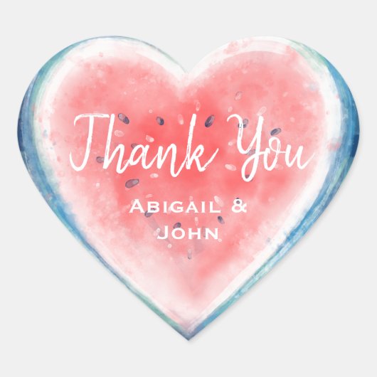 サンキューハート型スイカのステッカー ハートシール (正面)