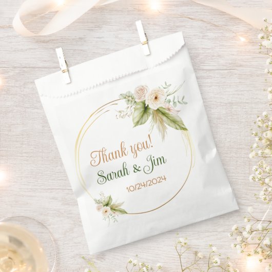 サンキューハート結婚式の引き出物バッグ フェイバーバッグ (クリップ留めされた状態)
