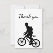 サンキューバイクサイクリングサイクリングバイクもしくは自転車に乗る人シルエット サンキューカード (正面)