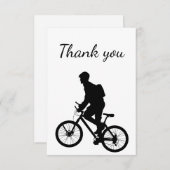 サンキューバイクサイクリングサイクリングバイクもしくは自転車に乗る人シルエット サンキューカード (正面/裏面)