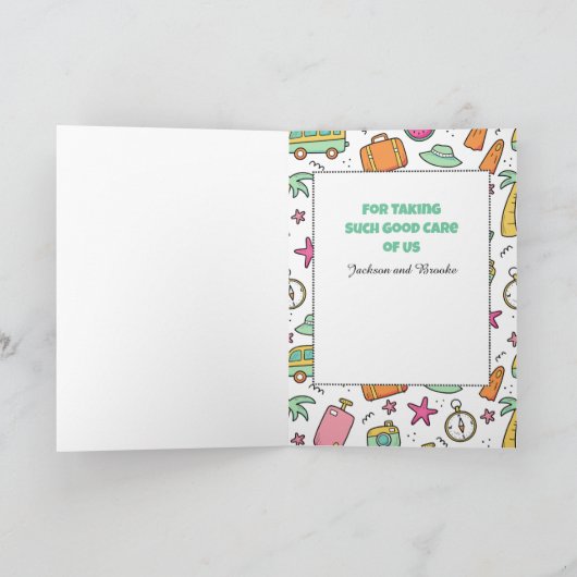 サンキューバケーションデスティネーションカおもしろいートーン カード (内部)