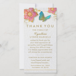 サンキューバタフライフローラホワイト金ゴールド悔やみや弔慰 サンキューカード