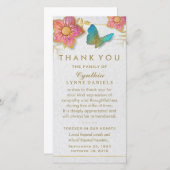 サンキューバタフライフローラホワイト金ゴールド悔やみや弔慰 サンキューカード (正面/裏面)