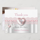 サンキューバプティスピンクシルバーフォトハートクロス サンキューカード (正面/裏面)