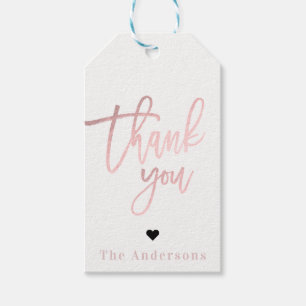 サンキューバラゴールドフォイルモダンスクリプ結婚ト ギフトタグ