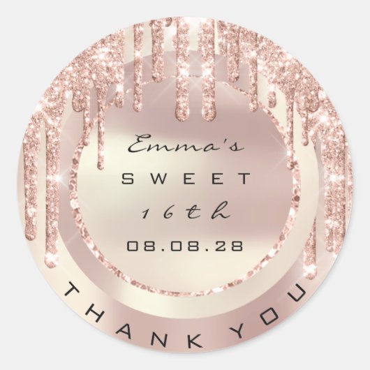 サンキューバラドリップススウィート16グリッター15th VIP ラウンドシール (正面)