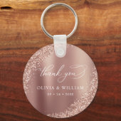 サンキューバラ金ゴールドグリッター結婚式の引き出物 キーホルダー (正面)