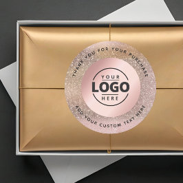 サンキューバラ金ゴールドパステルグリッターロゴ ラウンドシール