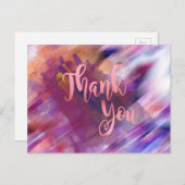 サンキューバラ金ゴールドピンクウォーターカラーグリッター ポストカード (正面/裏面)