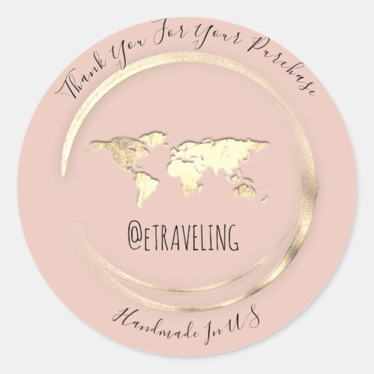 サンキューバラ金ゴールドワールドマップ旅行グローブ ラウンドシール (正面)