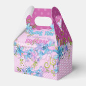 サンキューバースデーパーティーフローラピンク水玉模様 フェイバーボックス (正面サイド)