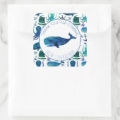 サンキューバースデーパーティーマリンクジラ航海の スクエアシール (バッグ)