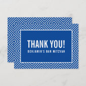 サンキューバーモダン(ユダヤ教の)バル・ミツバー幾何王室の青 サンキューカード (正面/裏面)