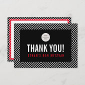 サンキューバーモダン（ユダヤ教の）バル・ミツバー幾何黒赤 サンキューカード (正面/裏面)