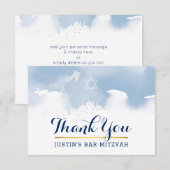 サンキューバーモダン（ユダヤ教の）バル・ミツバー星青色 サンキューカード (正面/裏面)