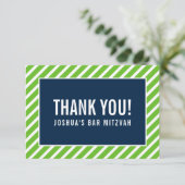 サンキューバーモダン(ユダヤ教の)バル・ミツバーNFLグリーンネイビーブルー サンキューカード (スタンド正面)