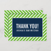 サンキューバーモダン(ユダヤ教の)バル・ミツバーNFLグリーンネイビーブルー サンキューカード (正面/裏面)