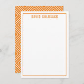 サンキューバー(ユダヤ教の)バル・ミツバーモダンシンプル名オレンジ サンキューカード (正面/裏面)