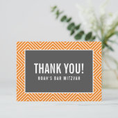 サンキューバー(ユダヤ教の)バル・ミツバー幾何モダン灰色オレンジ サンキューカード (スタンド正面)