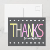 サンキューパステルカラフル文字オングレーミニマリスト ポストカード (正面/裏面)