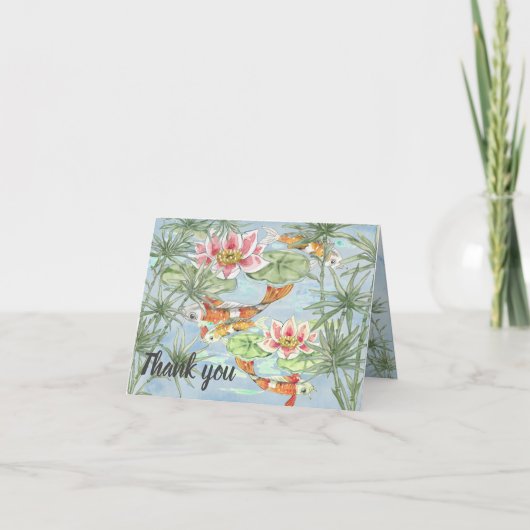 サンキューパステルトロピカルコイフィッシュポンドウォーターカラー サンキューカード (正面)