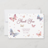 サンキューパステルバタフライベビーシャワーカード サンキューカード (正面)