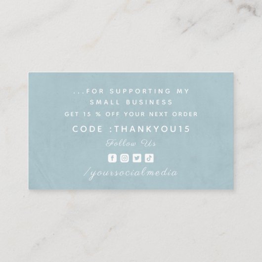 サンキューパステルライトブルーニュートラルシェード割引 名刺 (裏面)