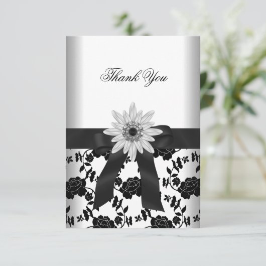 サンキューパーティー白黒フラワーダイヤモンド サンキューカード (スタンド正面)