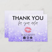 サンキューパープルグリッターピンクリップメディアインサート (正面/裏面)