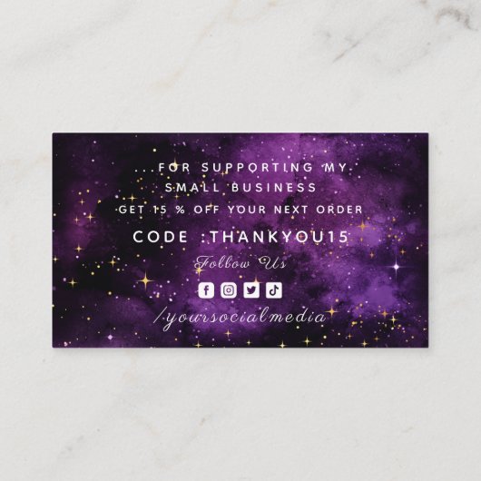 サンキューパープルナイトスカイコズミック銀河系スパーク 名刺 (裏面)