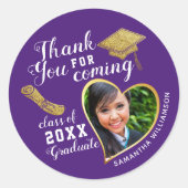 サンキューパープルホワイト金ゴールドクラス2025卒業 ラウンドシール (正面)