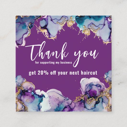 サンキューパープル抽象芸術エレガント事業 スクエア名刺 (正面)