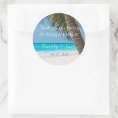 サンキューパーム木のビーチ結婚式シール ラウンドシール (バッグ)