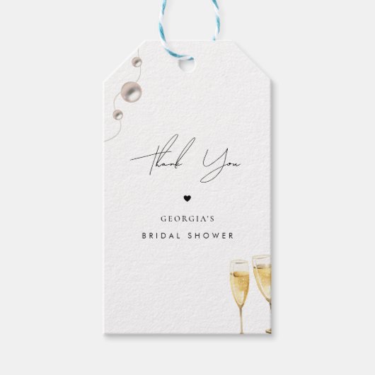 サンキューパールスプロセッコシャンパーニュブライダルシャワー ギフトタグ (正面)