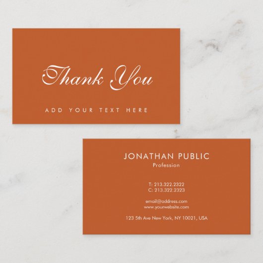 サンキュービジネスカードエレガントテラコッタモダン 名刺 (正面/裏面)