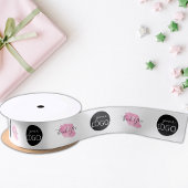 サンキュービジネスロゴカスタムテンプレートピンクホワイト サテンリボン