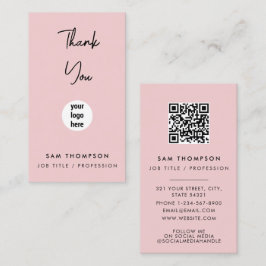 サンキュービジネスロゴQRコード赤面ピンク 名刺