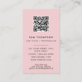 サンキュービジネスロゴQRコード赤面ピンク 名刺 (裏面)