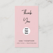 サンキュービジネスロゴQRコード赤面ピンク 名刺 (正面)