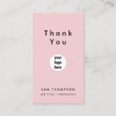 サンキュービジネスロゴQRコード赤面ピンク 名刺 (正面)