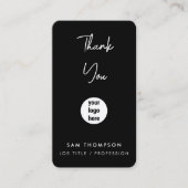 サンキュービジネスロゴQRコード赤面ブラック 名刺 (正面)