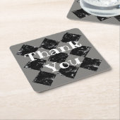 サンキュービジネス白黒謝礼食 スクエアペーパーコースター (アングル)